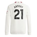 Antony #21 Manchester United Tredje trøje 2023-2024 hvid Lange ærmer