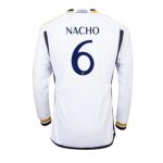 Nacho #6 Real Madrid Hjemmebanetrøje 2023-24 hvid Lange ærmer