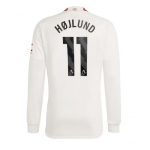 Rasmus Hojlund #11 Manchester United Tredje trøje 2023-2024 hvid Lange ærmer