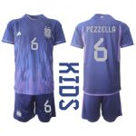 German Pezzella #6 Argentina Udebanesæt Børn VM 2022 lilla Kort ærmer + korte bukser