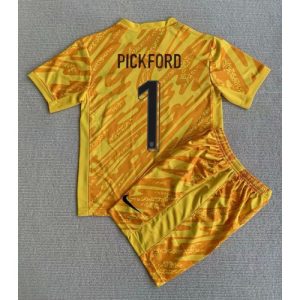 Billige England Jordan Pickford #1 Målmand Hjemmebanesæt Børn EM 2024 Kort ærmer (+ korte bukser)