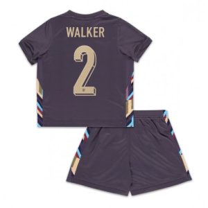 Billige England Kyle Walker #2 Udebanesæt Børn EM 2024 Kort ærmer (+ korte bukser)