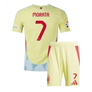 Billige Spanien Alvaro Morata #7 Udebanesæt Børn EM 2024 Kort ærmer (+ korte bukser)