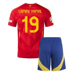 Billige Spanien Lamine Yamal #19 Hjemmebanesæt Børn EM 2024 Kort ærmer (+ korte bukser)