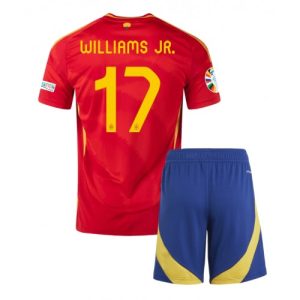 Billige Spanien Nico Williams #17 Hjemmebanesæt Børn EM 2024 Kort ærmer (+ korte bukser)
