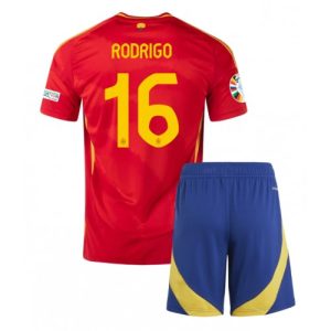 Billige Spanien Rodri Hernandez #16 Hjemmebanesæt Børn EM 2024 Kort ærmer (+ korte bukser)
