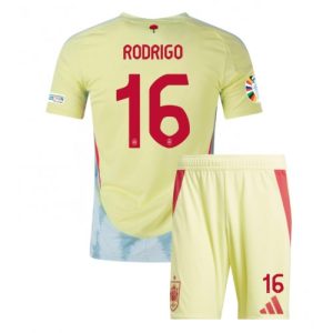 Billige Spanien Rodri Hernandez #16 Udebanesæt Børn EM 2024 Kort ærmer (+ korte bukser)
